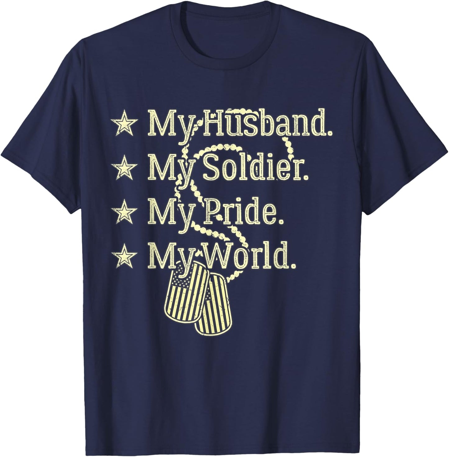 My Husband Is A Soldier Hero Proud Military Wife Army Spouse T-Shirt - T-Shirt | Navy