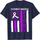 Alzheimer's Awareness Month USA Flag Purple Ribbon T-Shirt - T-Shirt | Navy