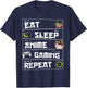 Eat Sleep Anime Gaming Repeat Kawaii Otaku Gamer Anime Manga T-Shirt - T-Shirt | Navy