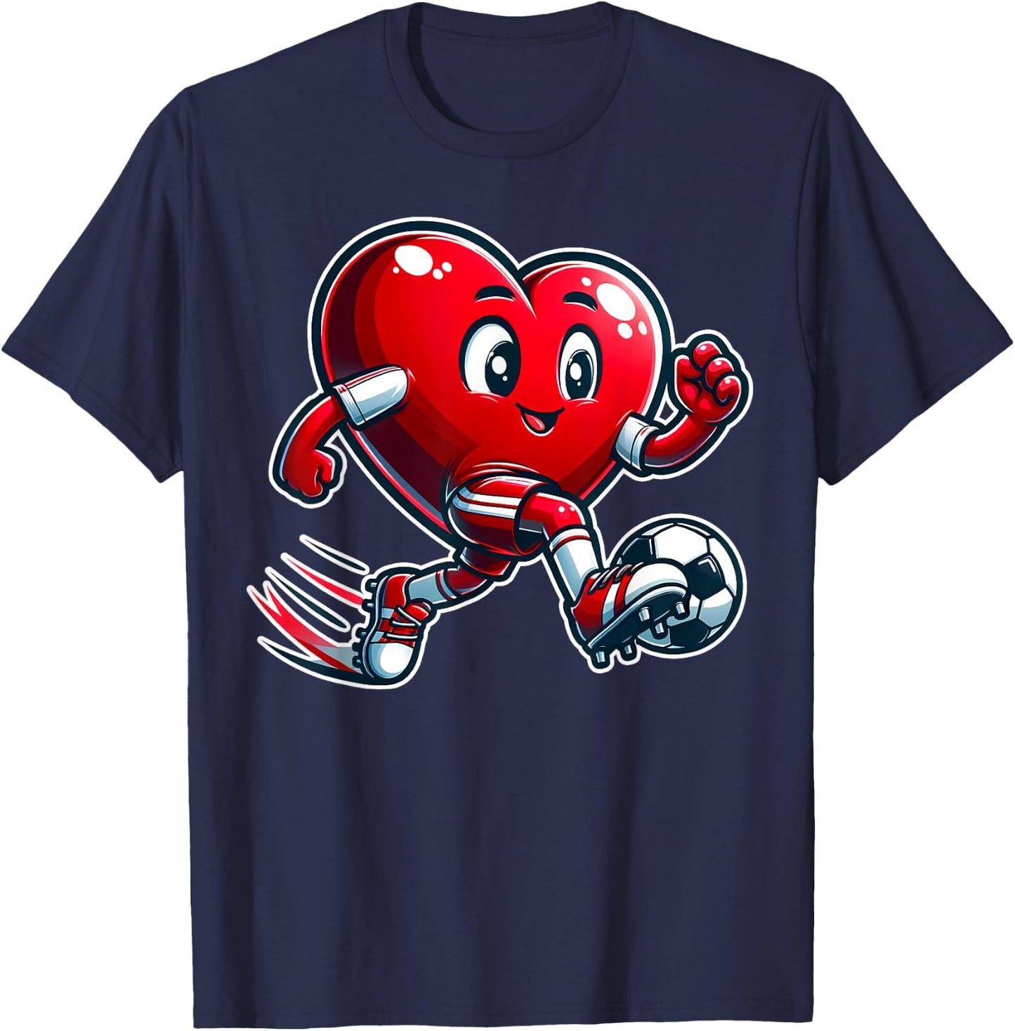 Valentine's Day Soccer Player Heart Cute Sports T-Shirt - T-Shirt | Navy