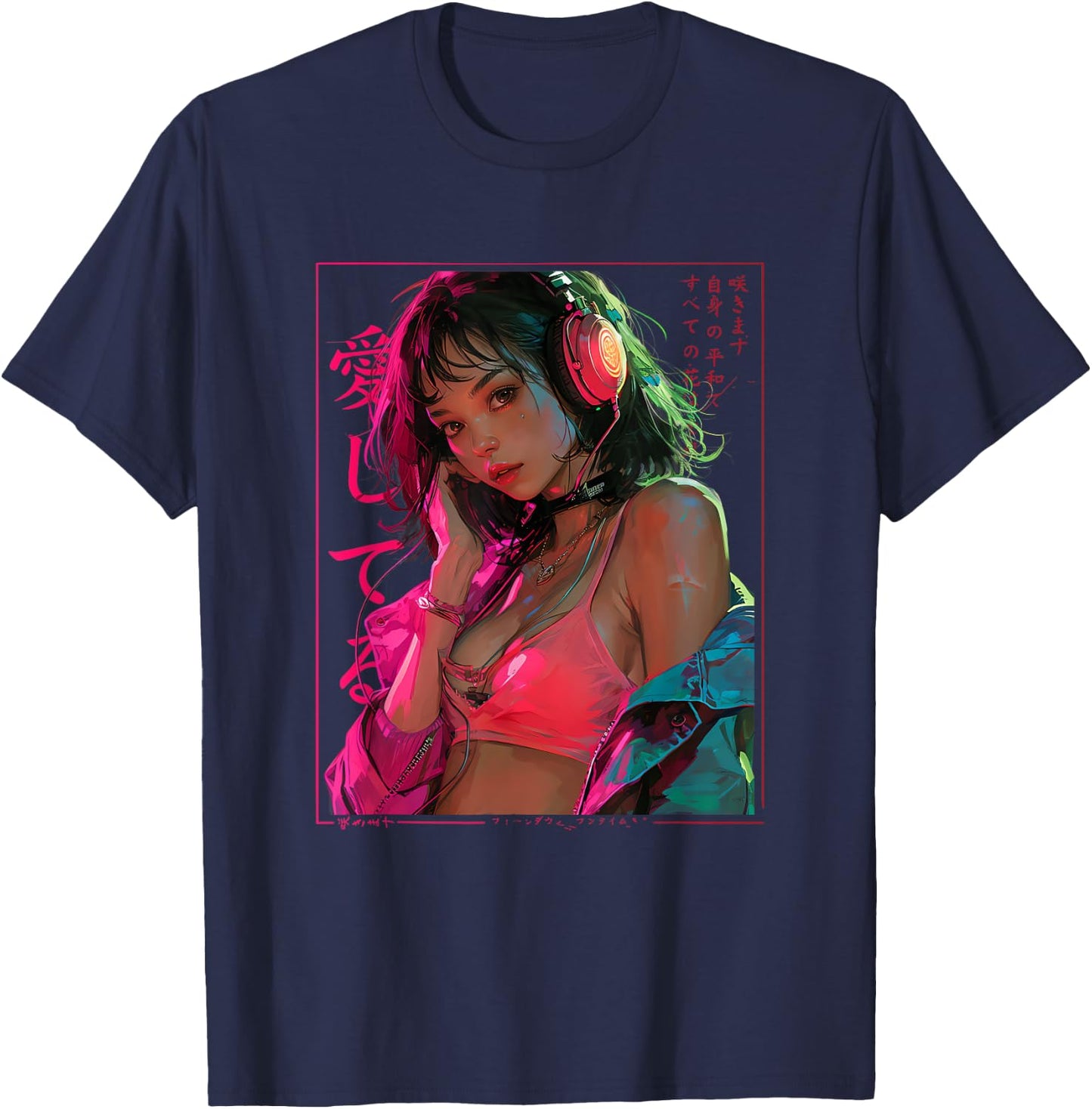 Manga Anime Cyberpunk T-Shirt - T-Shirt | Navy