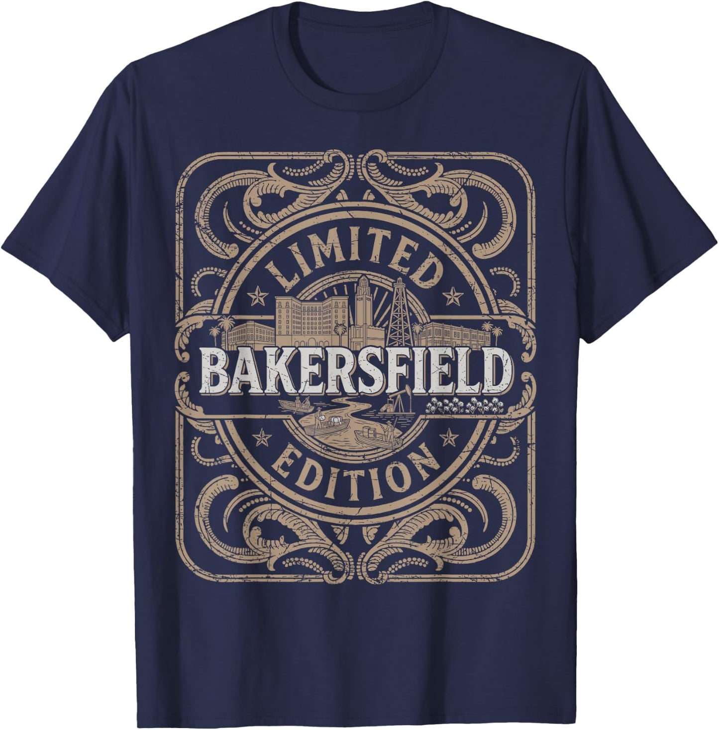 Bakersfield Vintage Bakersfield California T-Shirt - T-Shirt | Navy