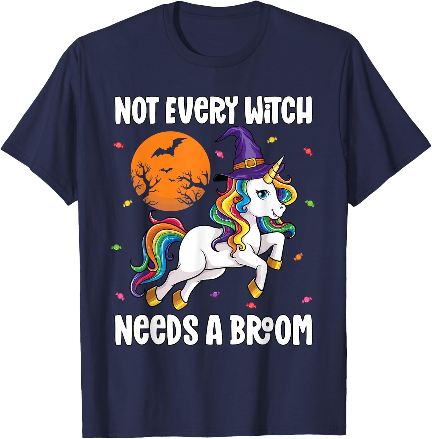 Halloween Unicorn Shirt Girls Women Witchy Unicorn Halloween T-Shirt - T-Shirt | Navy