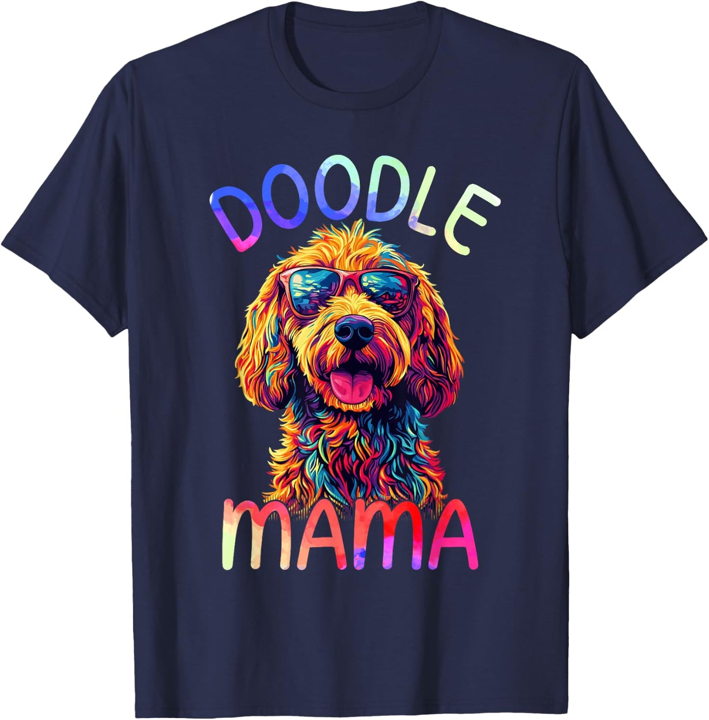 Goldendoodle Mom Mama Colorful Pop Art Goldendoodle T-Shirt - T-Shirt | Navy