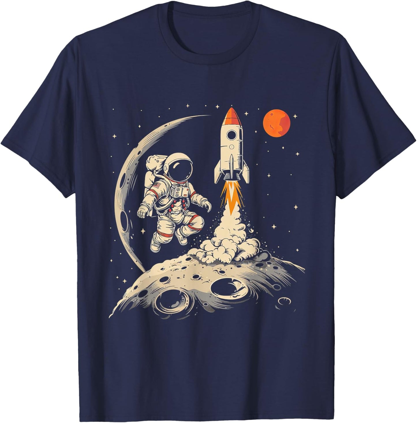 Weltraum Rakete und Astronaut Raumschiff Kinder T-Shirt - T-Shirt | Navy