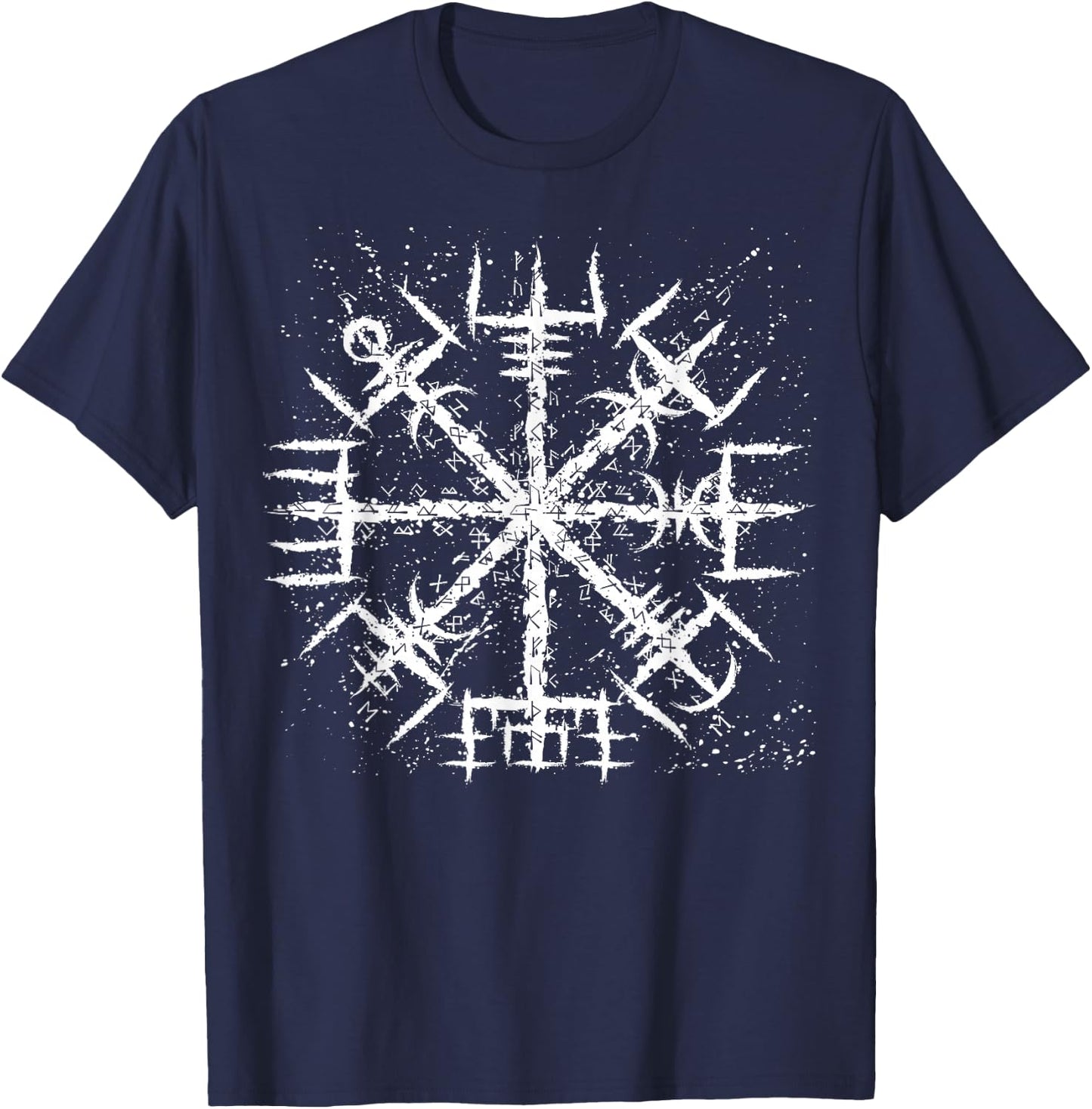 Compass Vegvisir Viking Symbol Nordic Rune Celtic Yggdrasil T-Shirt - T-Shirt | Navy