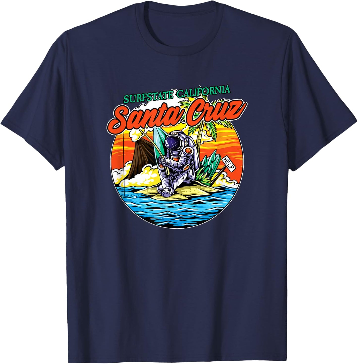 Santa Cruz CA California Surfer I Santa Cruz California , black T-Shirt - T-Shirt | Navy