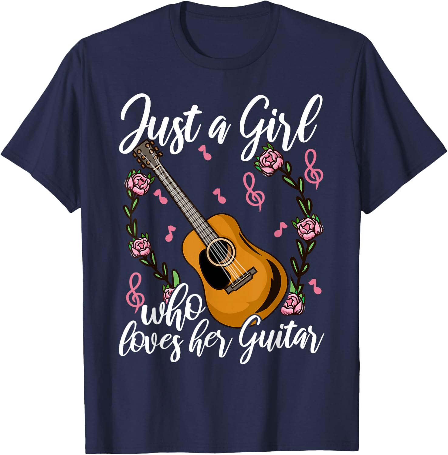 Guitar Girl Guitarist Guitar Player Guitar Lover Gift Small T-Shirt - T-Shirt | Navy