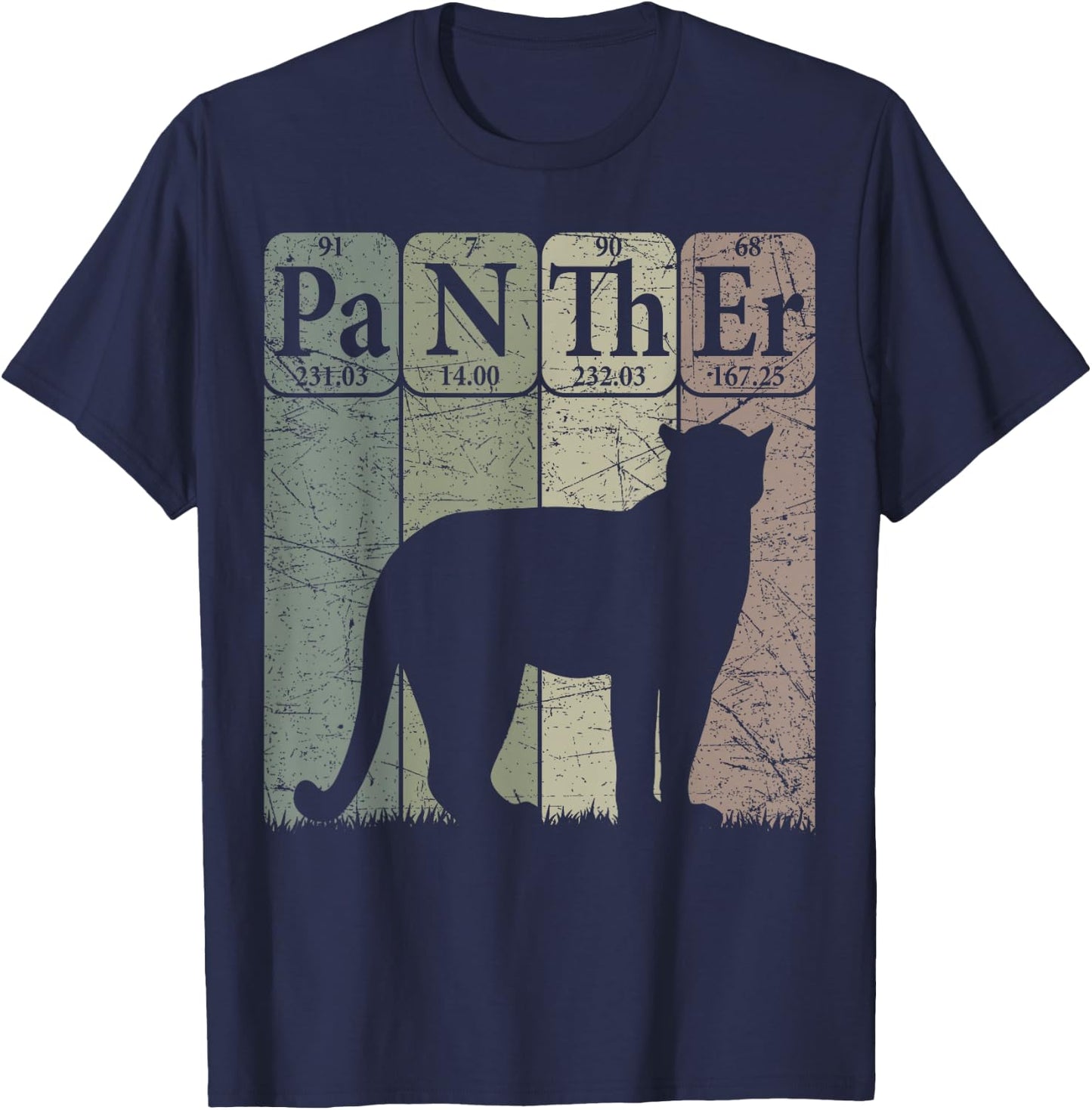 Panther Periodic Table Elements Retro Panther Nerdy T-Shirt - T-Shirt | Navy