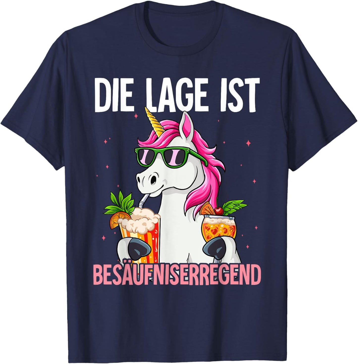 with German Text "Die Lage Ist Besäufniserregend, black T-Shirt - T-Shirt | Navy