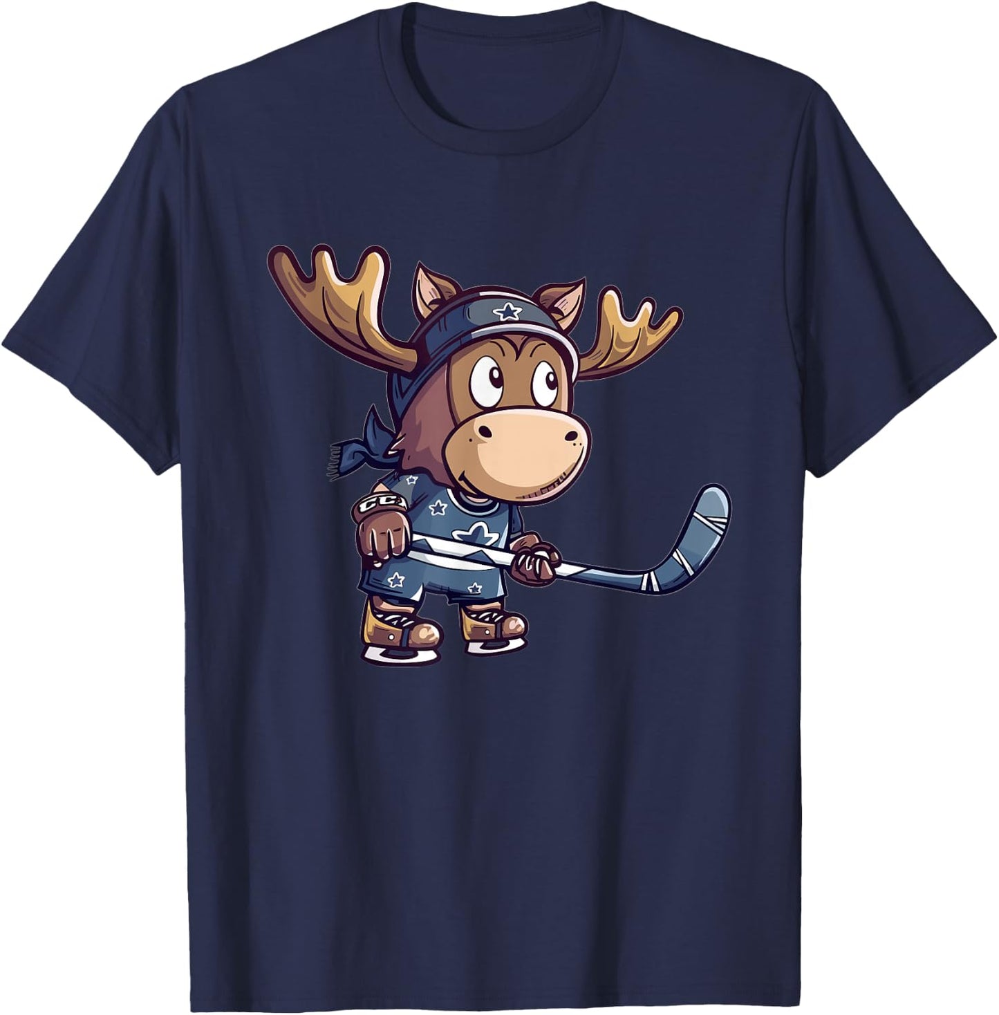 Cute Ice Hockey Moose T-Shirt - T-Shirt | Navy