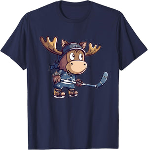 Cute Ice Hockey Moose T-Shirt - T-Shirt | Navy