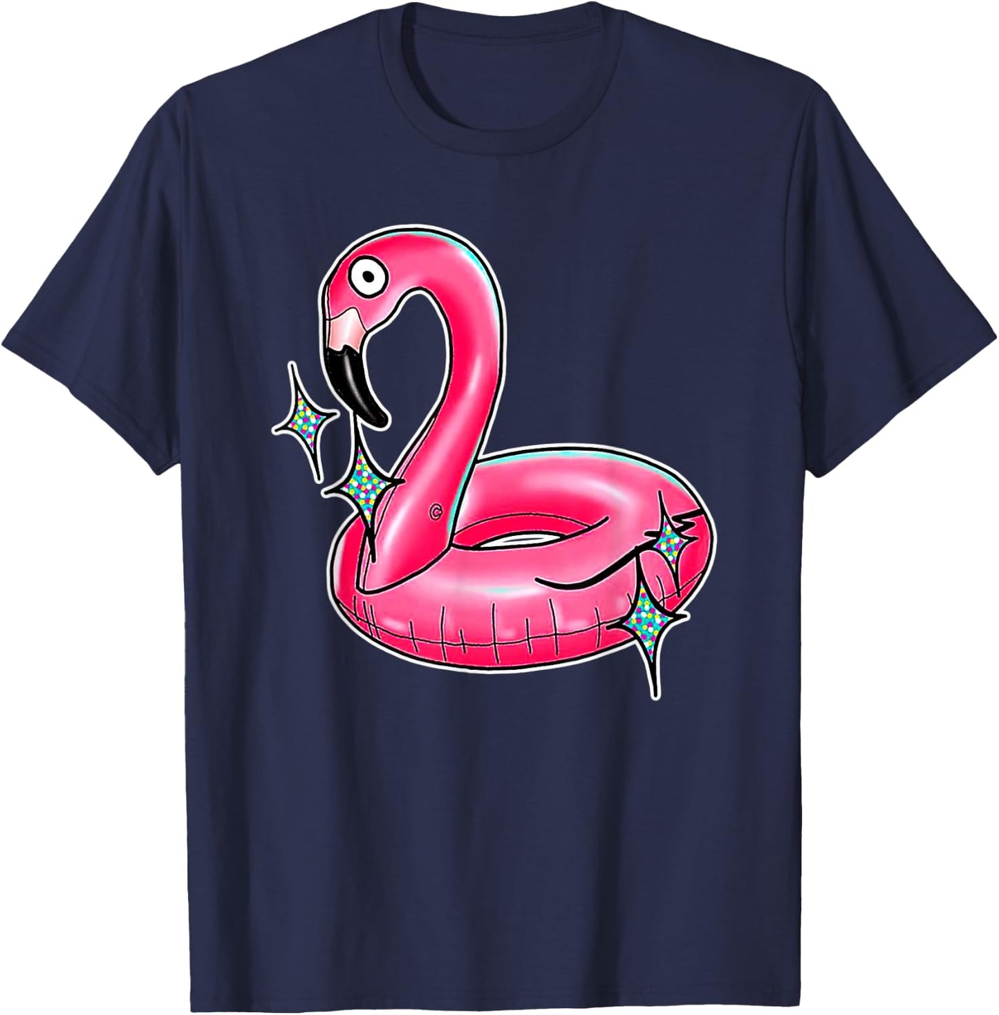 Flamingo Pool Float Pink Toy T-Shirt - T-Shirt | Navy