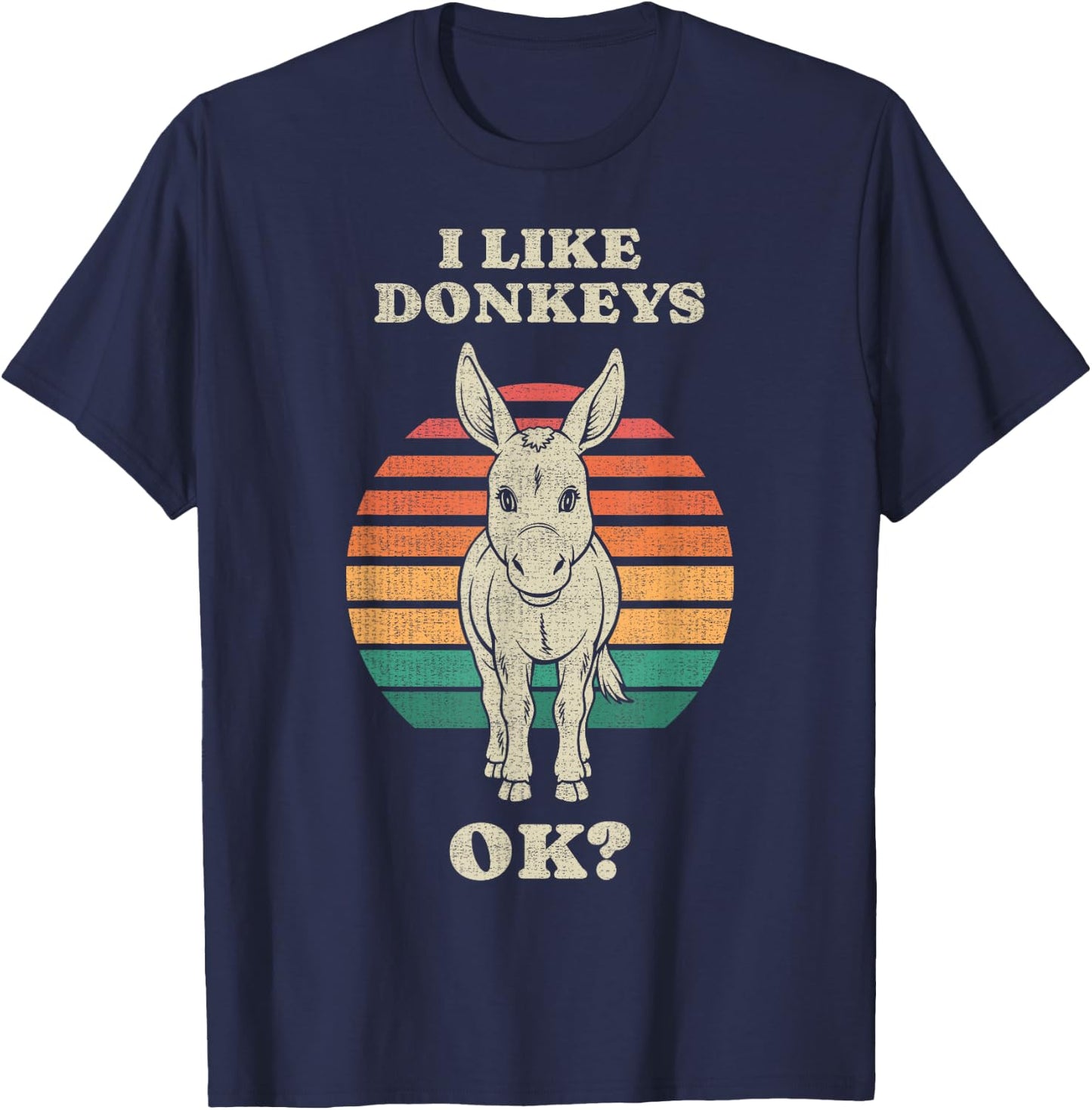 Funny Donkey Lover Animal Retro 70s T-Shirt - T-Shirt | Navy