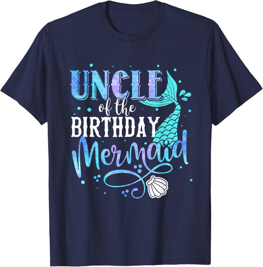Uncle Of The Birthday Mermaid Family Matching Party Squad T-Shirt - T-Shirt | Navy