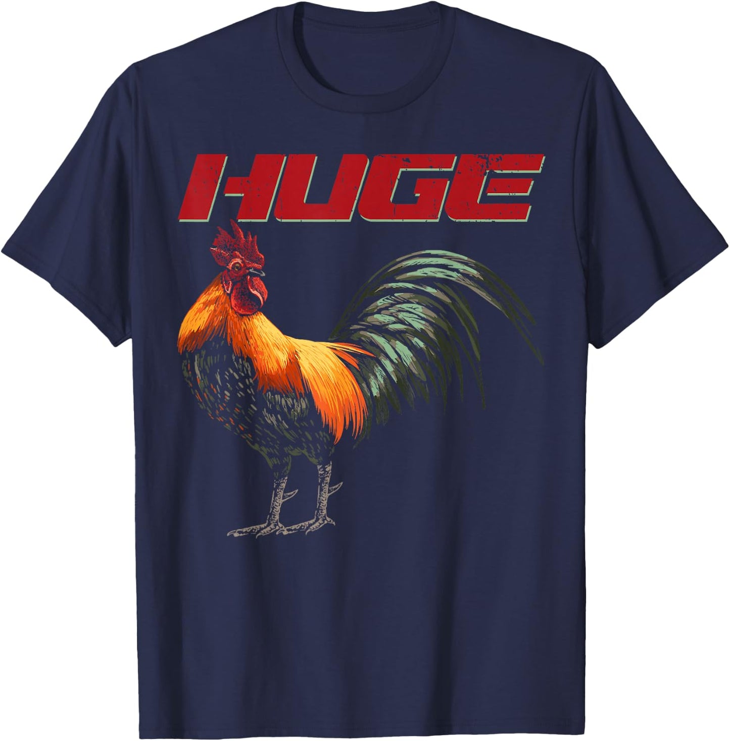 Huge Rooster Chicken Cock Bird Cockfighting Cockerel T-Shirt - T-Shirt | Navy