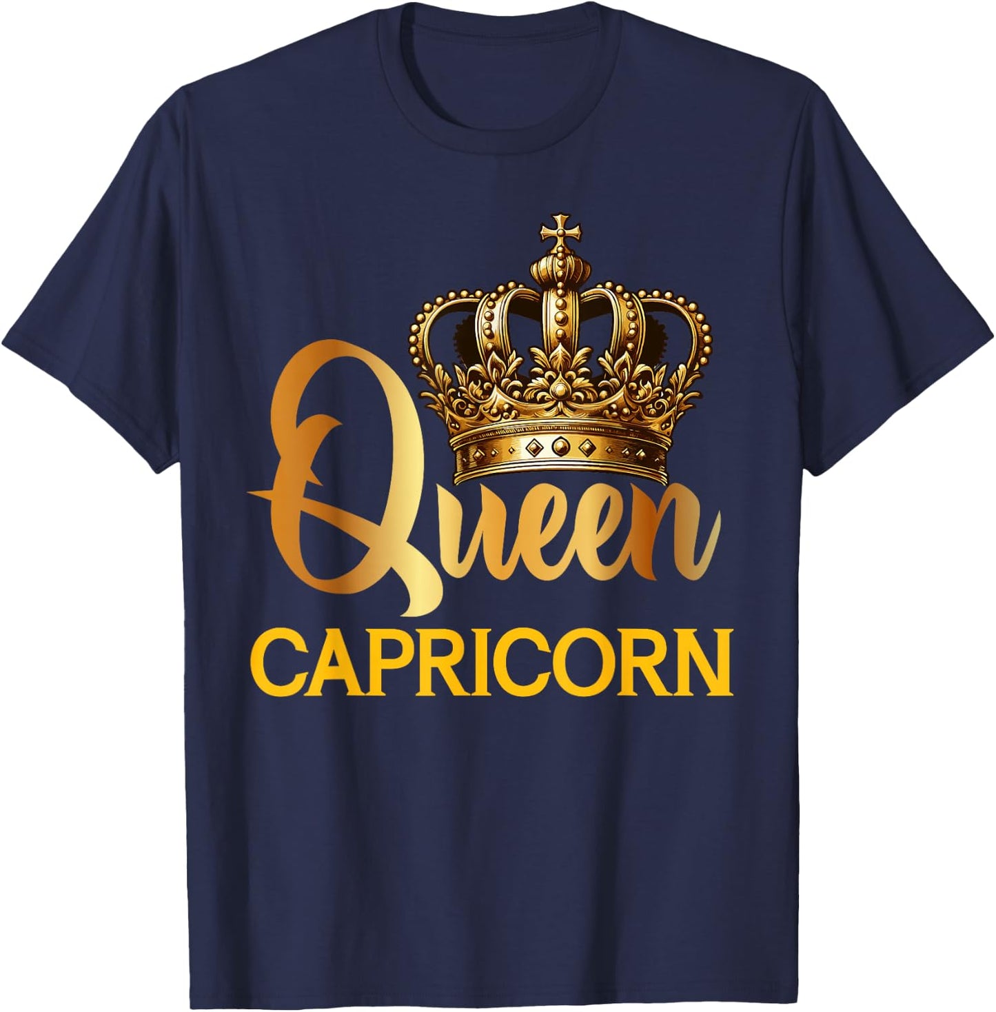 Queen Capricorn Goat Zodiac Sign Crown T-Shirt - T-Shirt | Navy