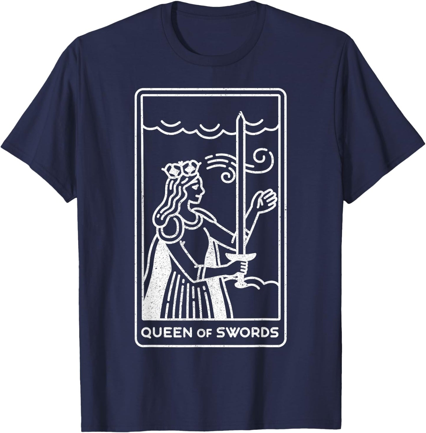 Queen of Swords – Cute Esoteric Occult Tarot Card T-Shirt - T-Shirt | Navy