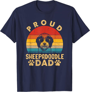 Proud Sheepadoodle Dad Gifts Funny Dog Pet Owner Fathers Day Men Women Kids T-Shirt - T-Shirt | Navy