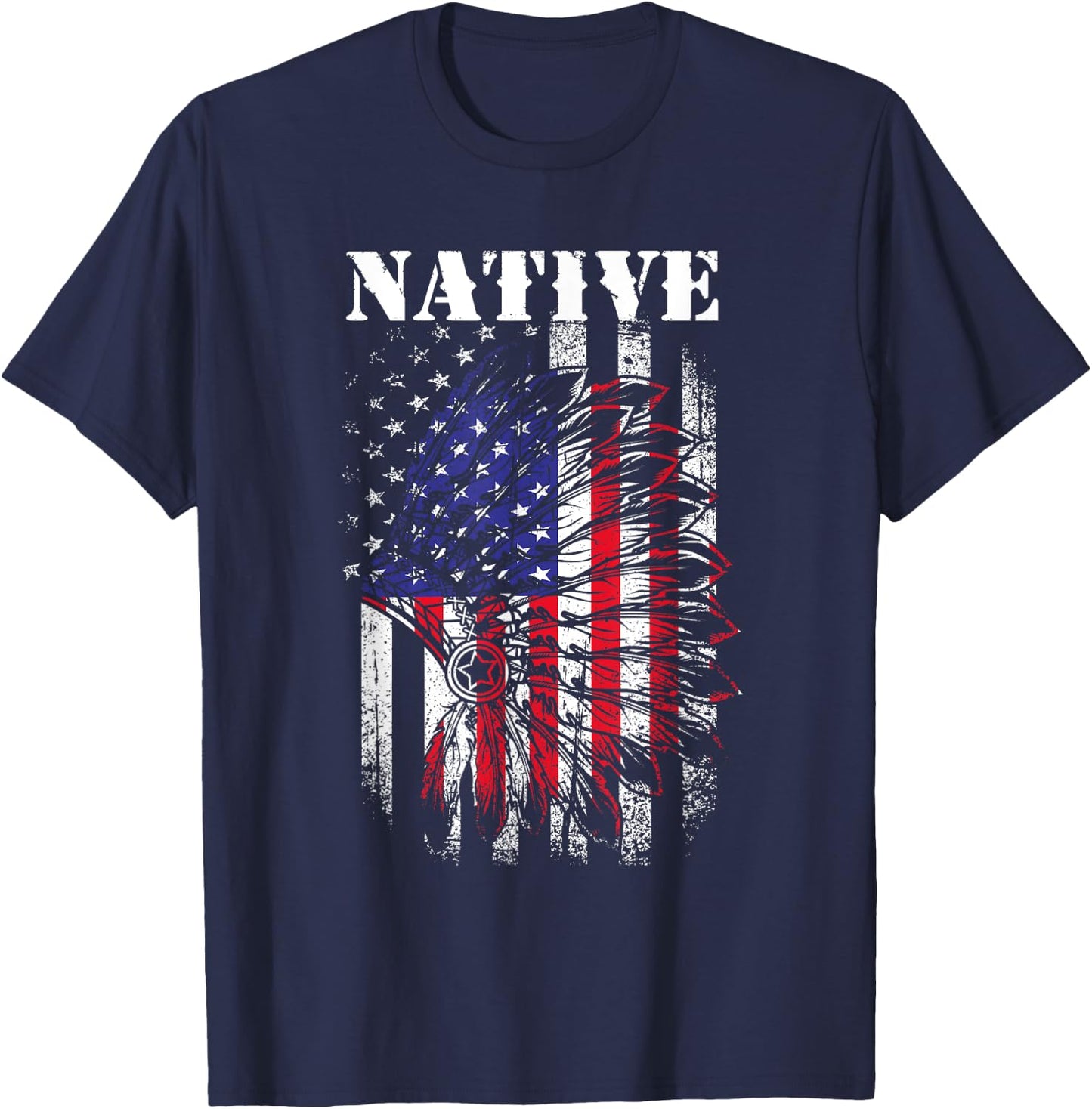 Native American Flag Indigenous Native American Tribe Women Kids Men T-Shirt - T-Shirt | Navy
