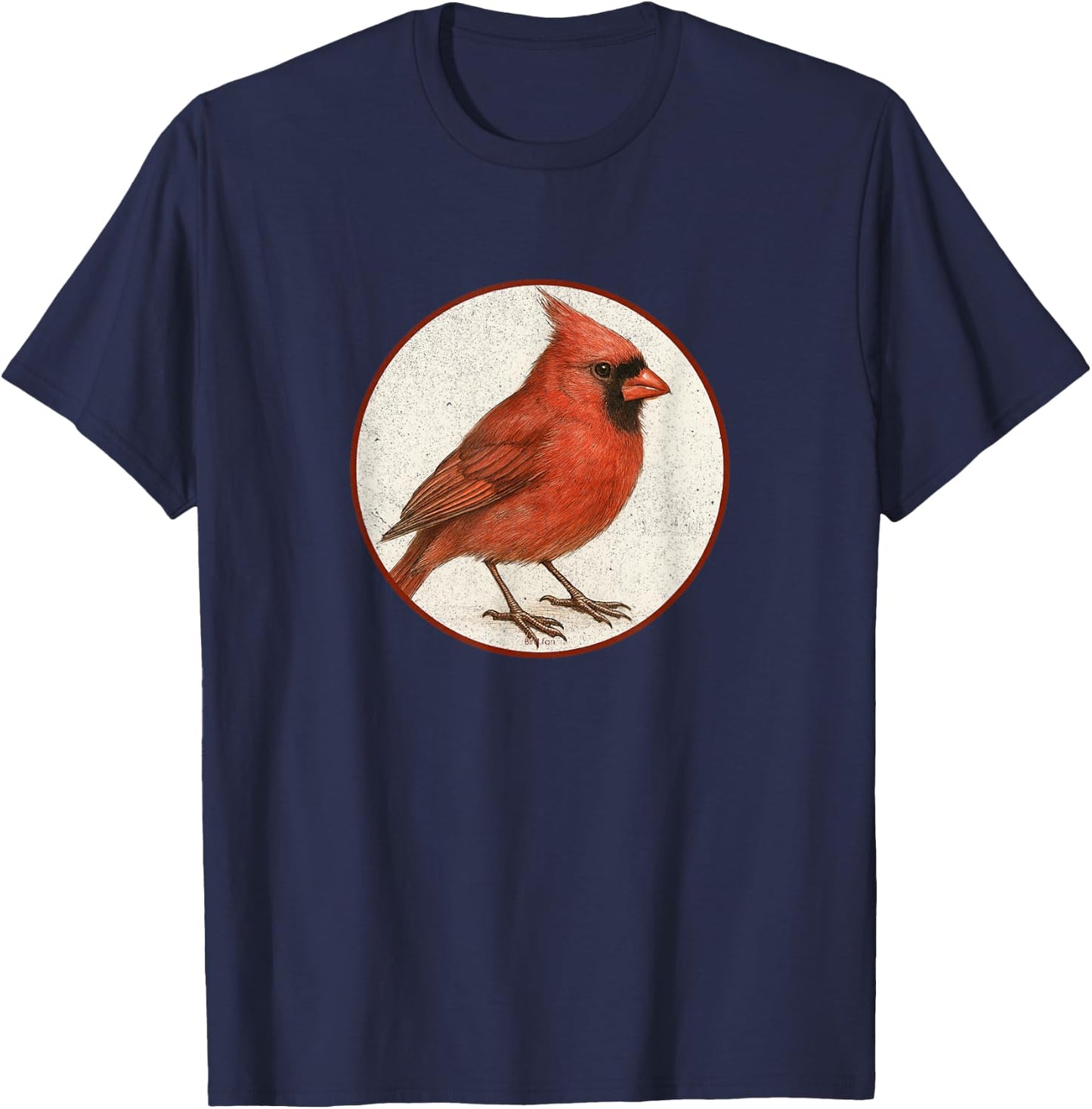 Colorful Retro Northern Cardinal Bird Design T-Shirt - T-Shirt | Navy