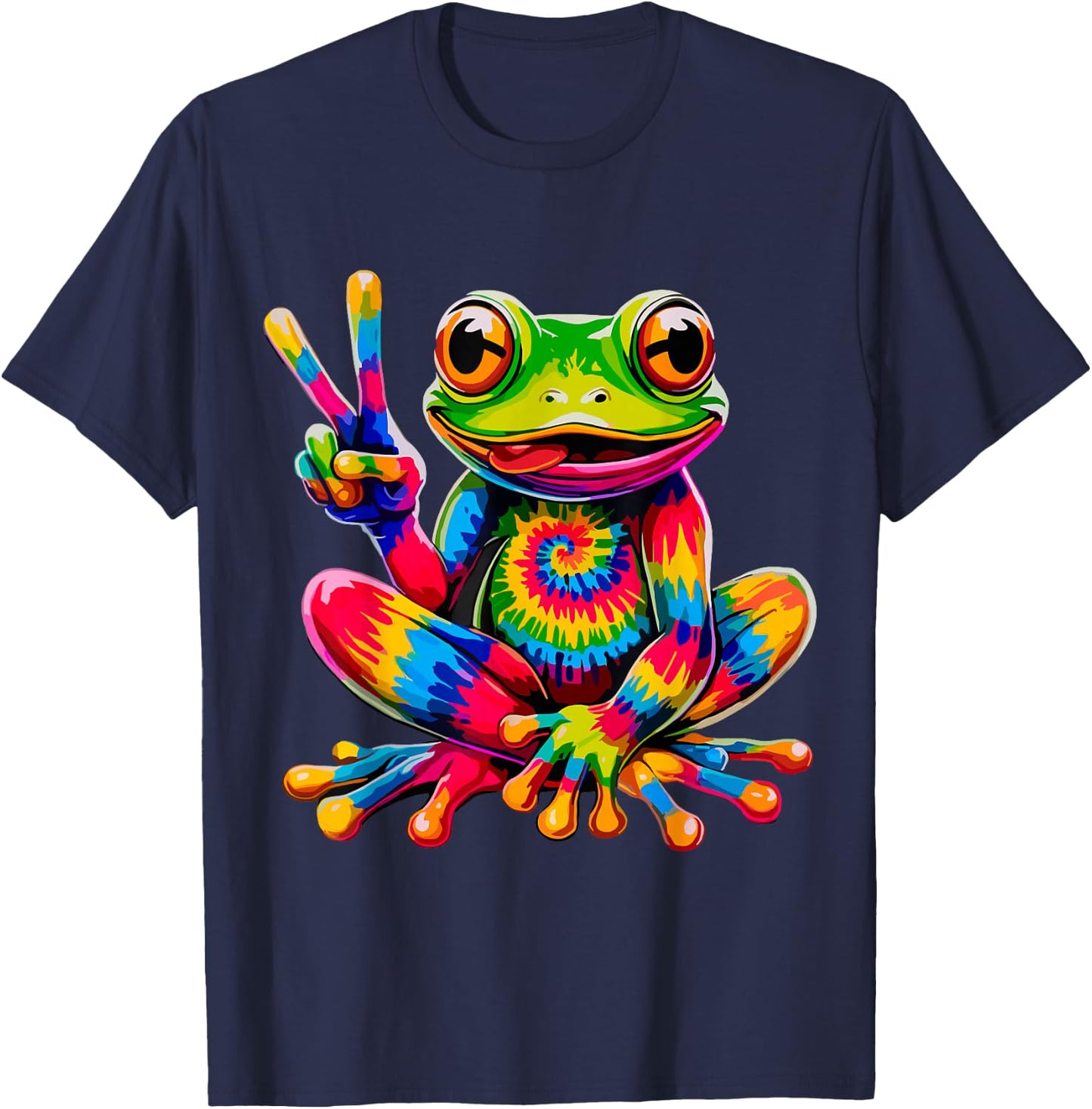 Colorful Hippie Frog T-Shirt - T-Shirt | Navy