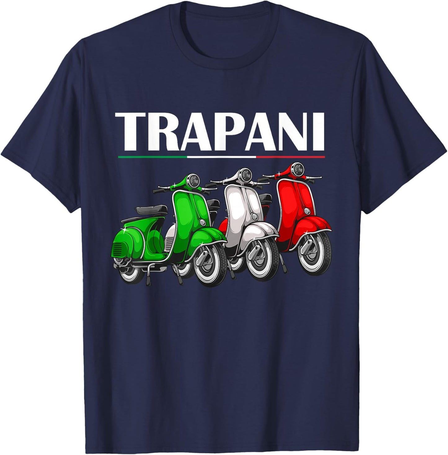 Trapani Souvenir Sicily Classic Italian Scooter Trapani T-Shirt - T-Shirt | Navy