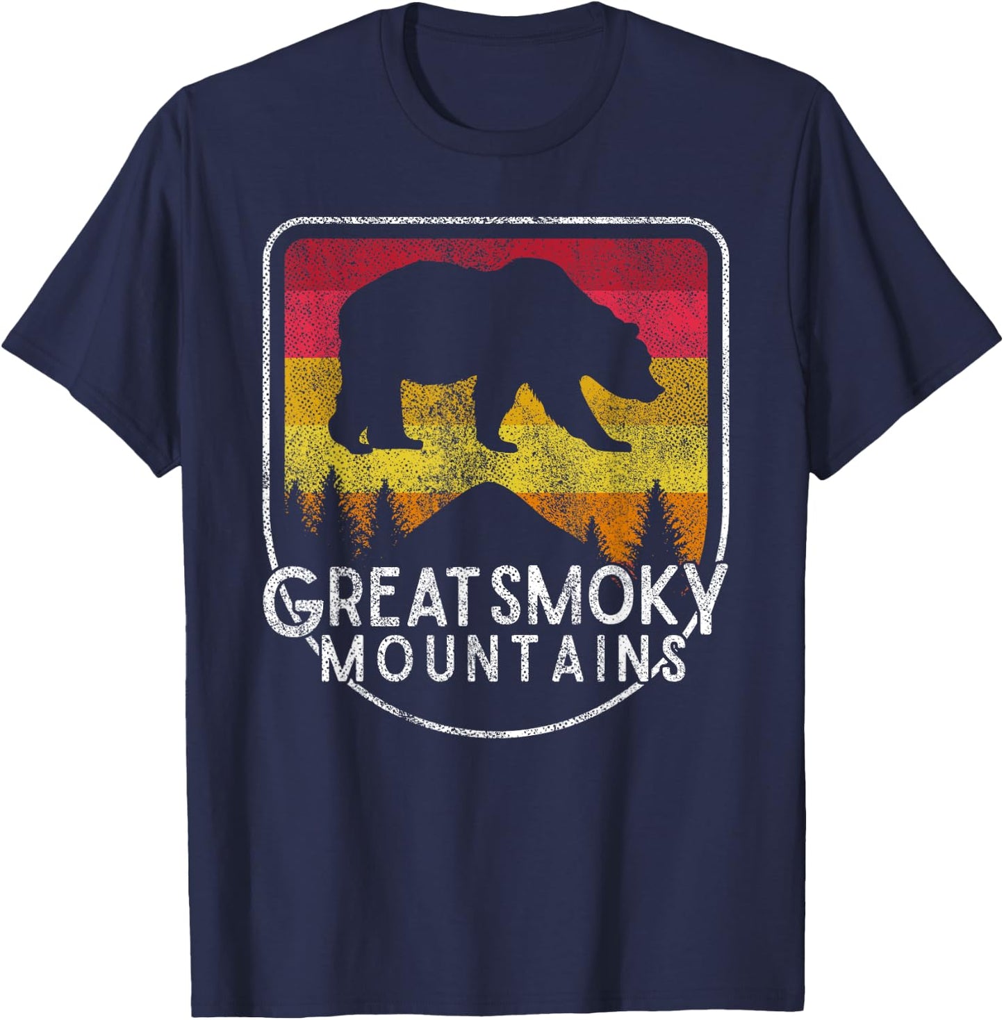 Great Smoky Mountains National Park Retro Men Women Gift T-Shirt - T-Shirt | Navy
