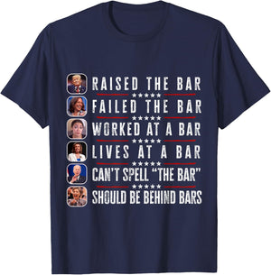 Trump Raised The Bar Harris Failed Funny Trump Politicians T-Shirt - T-Shirt | Navy