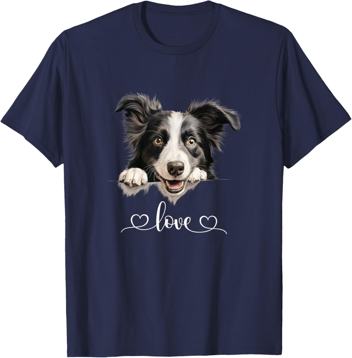 Cute Dog Graphic Love Puppy Border Collie Dog Men Women T-Shirt - T-Shirt | Navy