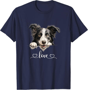 Cute Dog Graphic Love Puppy Border Collie Dog Men Women T-Shirt - T-Shirt | Navy