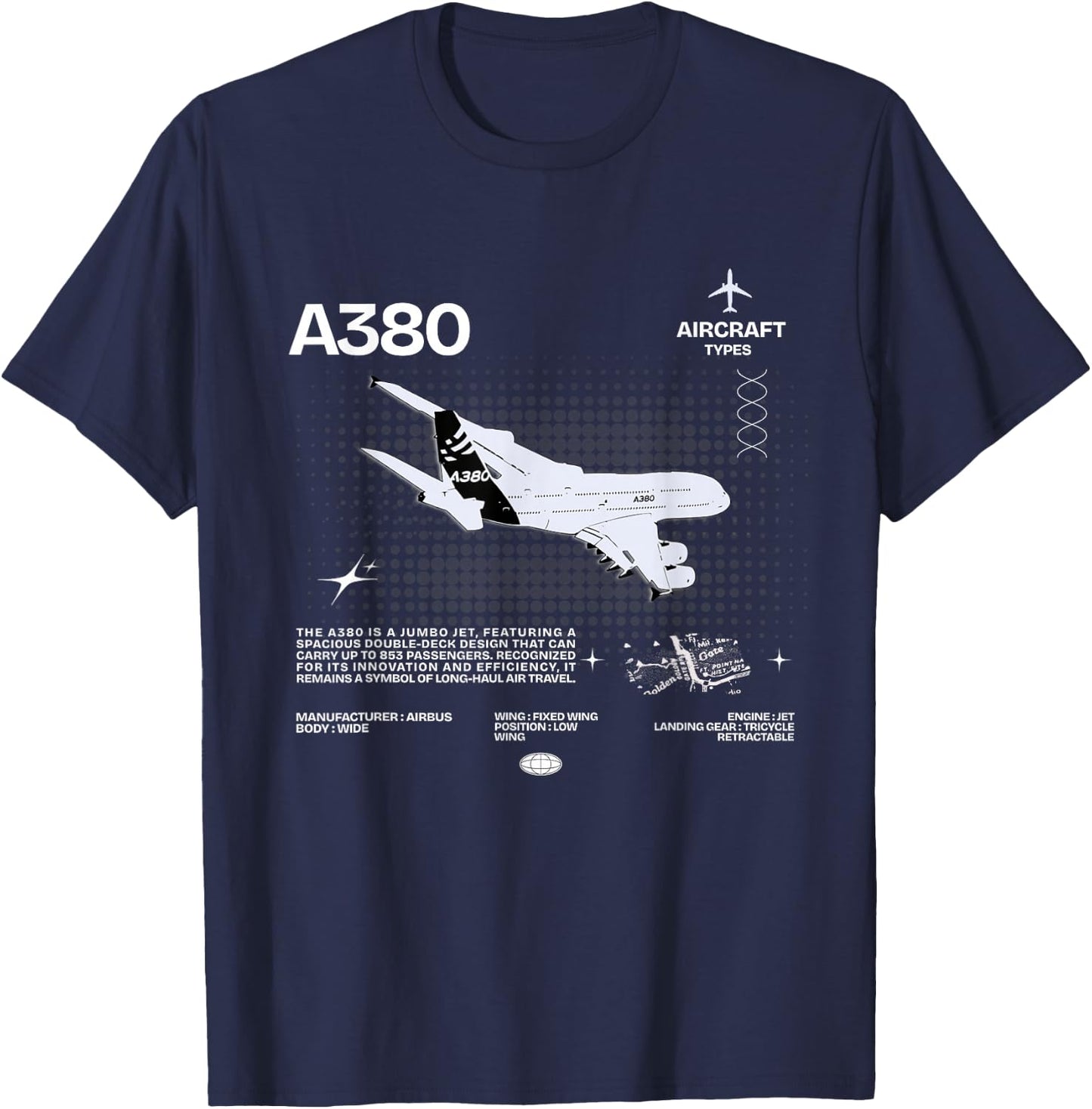 Airbus-A318 Airplane White , black T-Shirt - T-Shirt | Navy