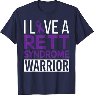 I Love a Rett Syndrome Warrior Purple Ribbon Awareness Gift T-Shirt - T-Shirt | Navy
