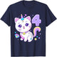 Birthday girl 4 years old, cat, unicorn, 4th birthday T-Shirt - T-Shirt | Navy
