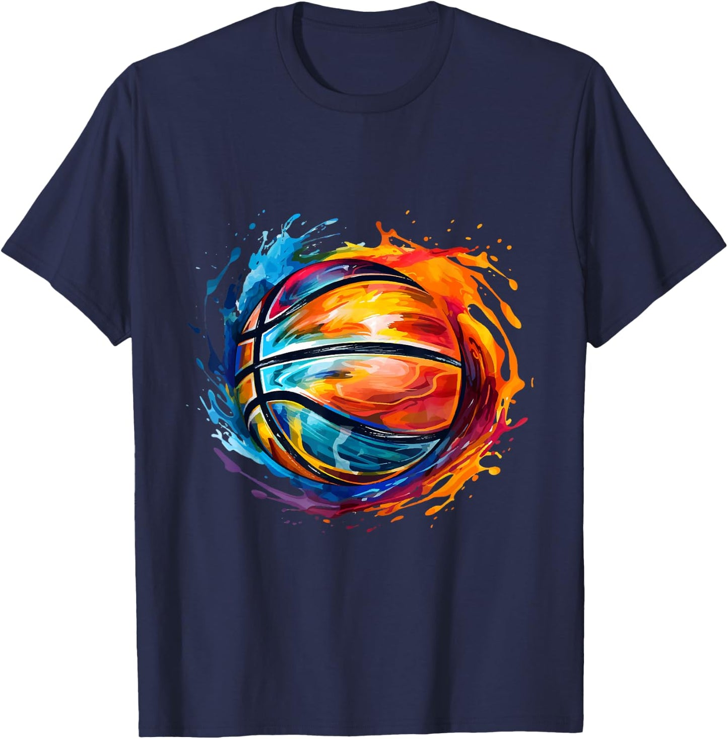 Basketball Ball in Beautiful Colourful Colours Basketball , black T-Shirt - T-Shirt | Navy