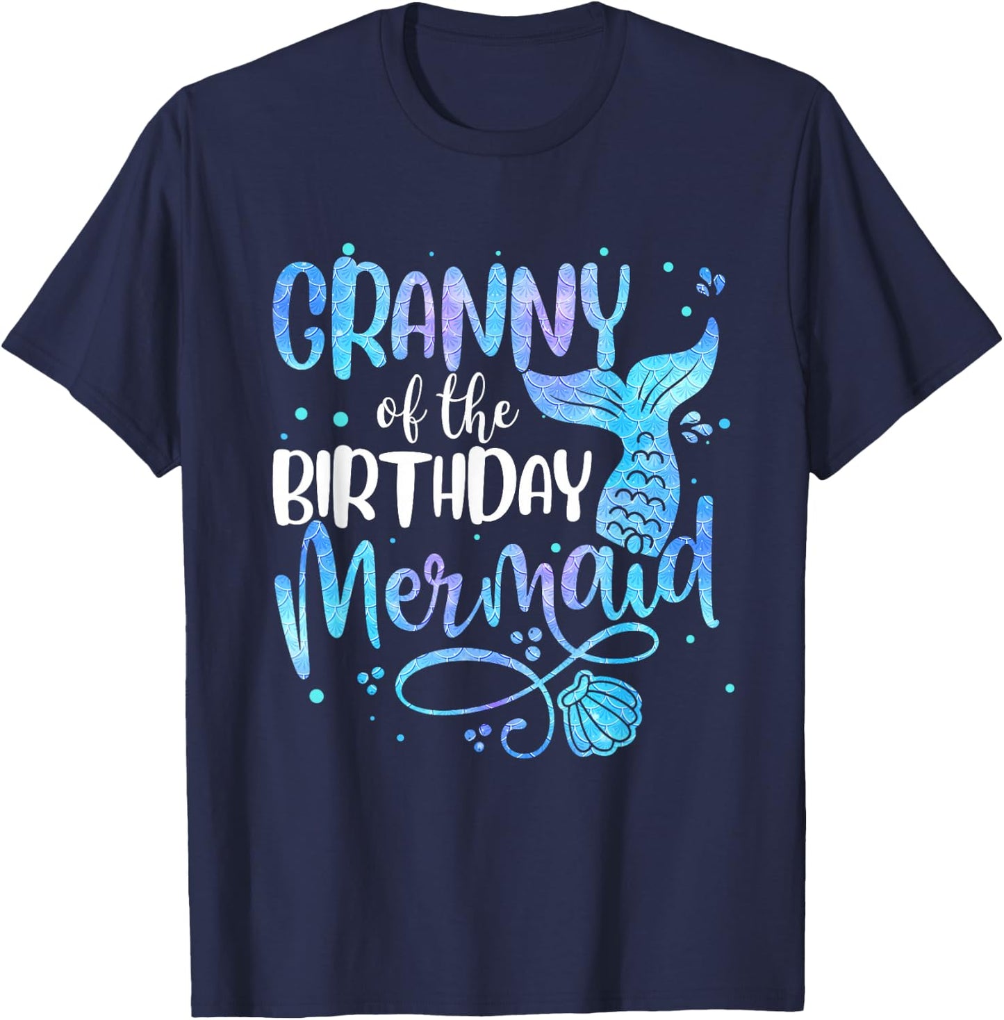 Granny Of The Birthday Mermaid Family Matching Party Squad T-Shirt - T-Shirt | Navy