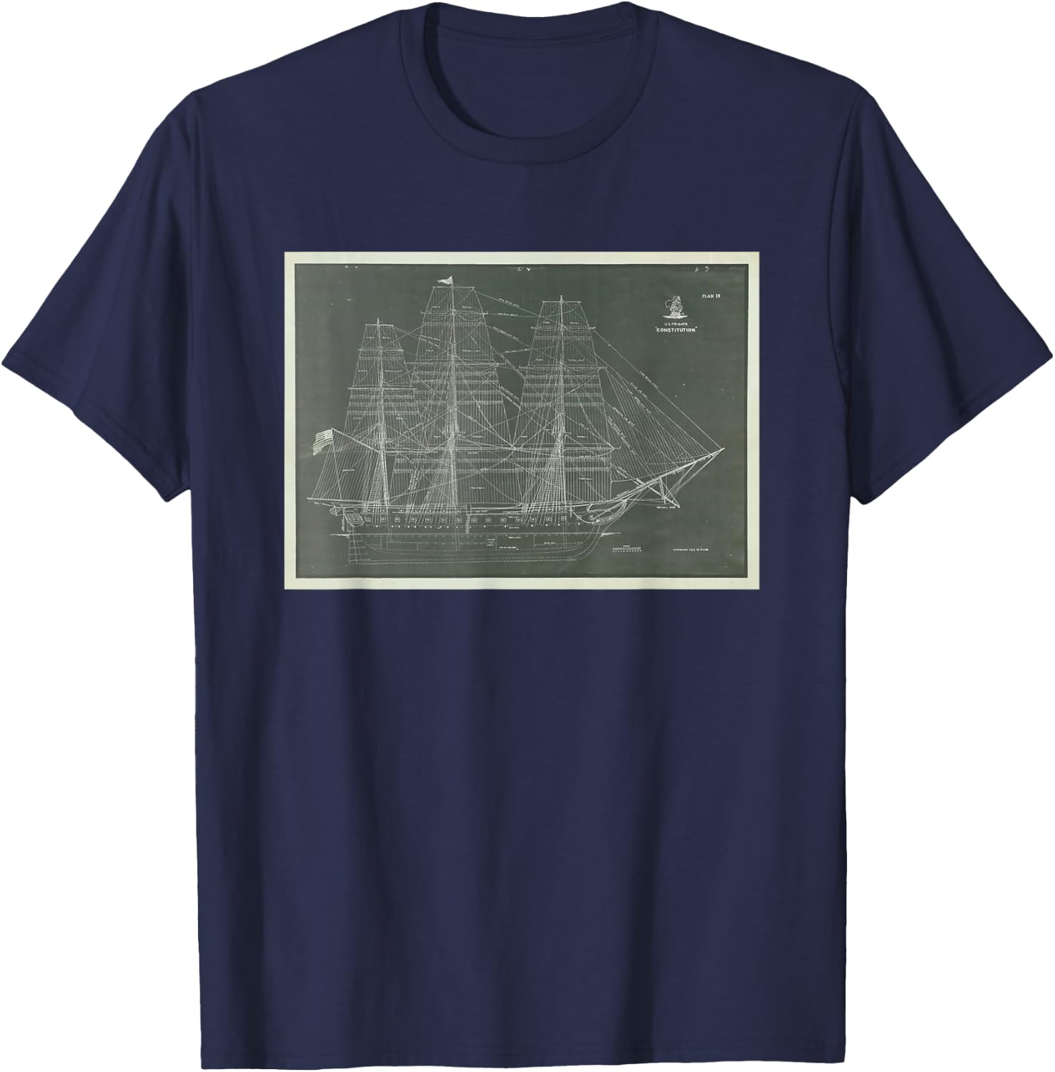 Ship Plans of the USS Constitution (1927) T-Shirt - T-Shirt | Navy