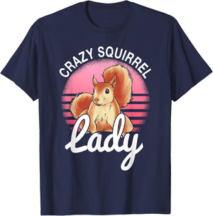 Rodent Crazy Squirrel Lady Animal Lover Women Girls T-Shirt - T-Shirt | Navy