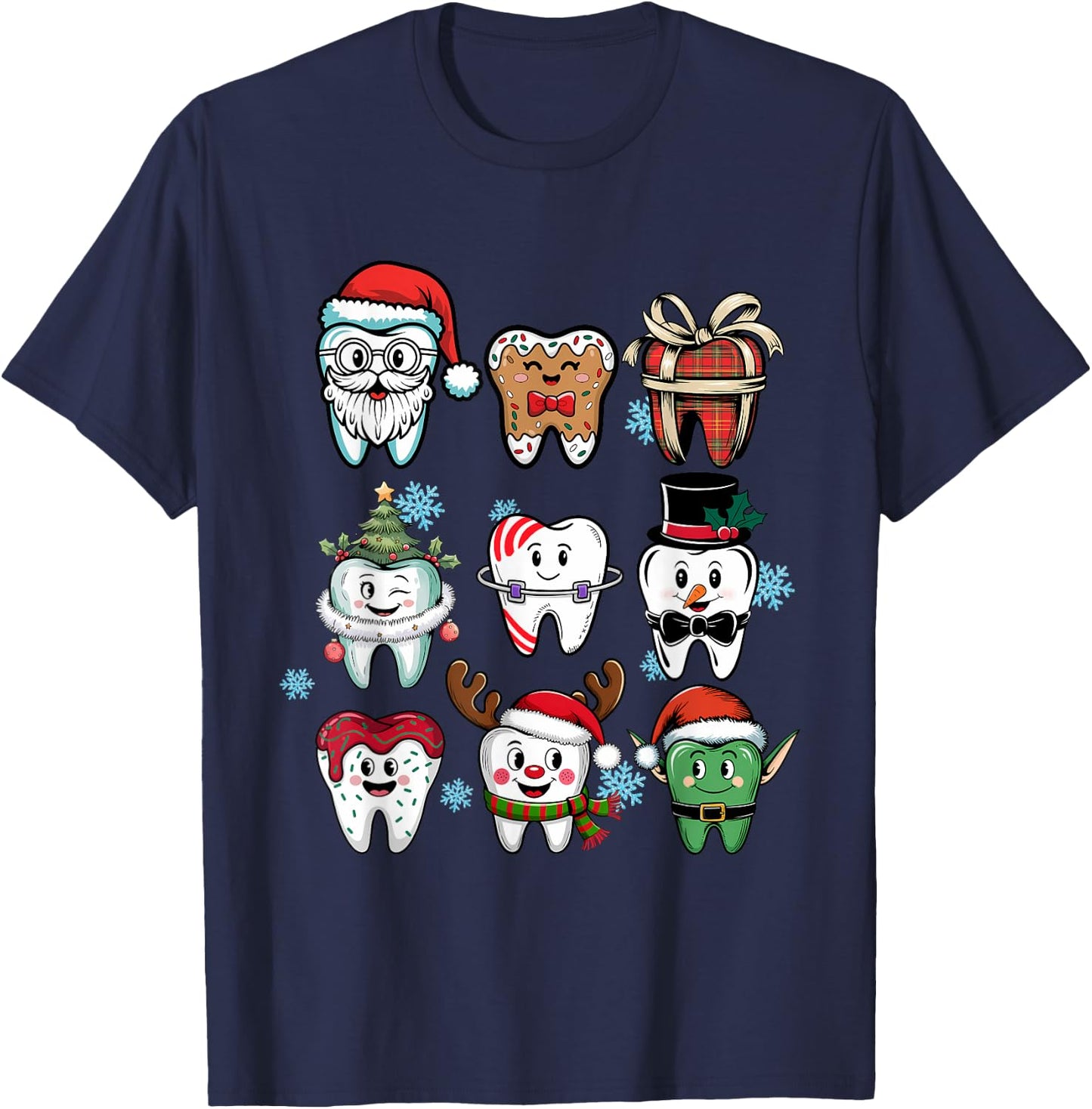 Dentist Dental Assistant Christmas Tooth Teeth Funny , black T-Shirt - T-Shirt | Navy