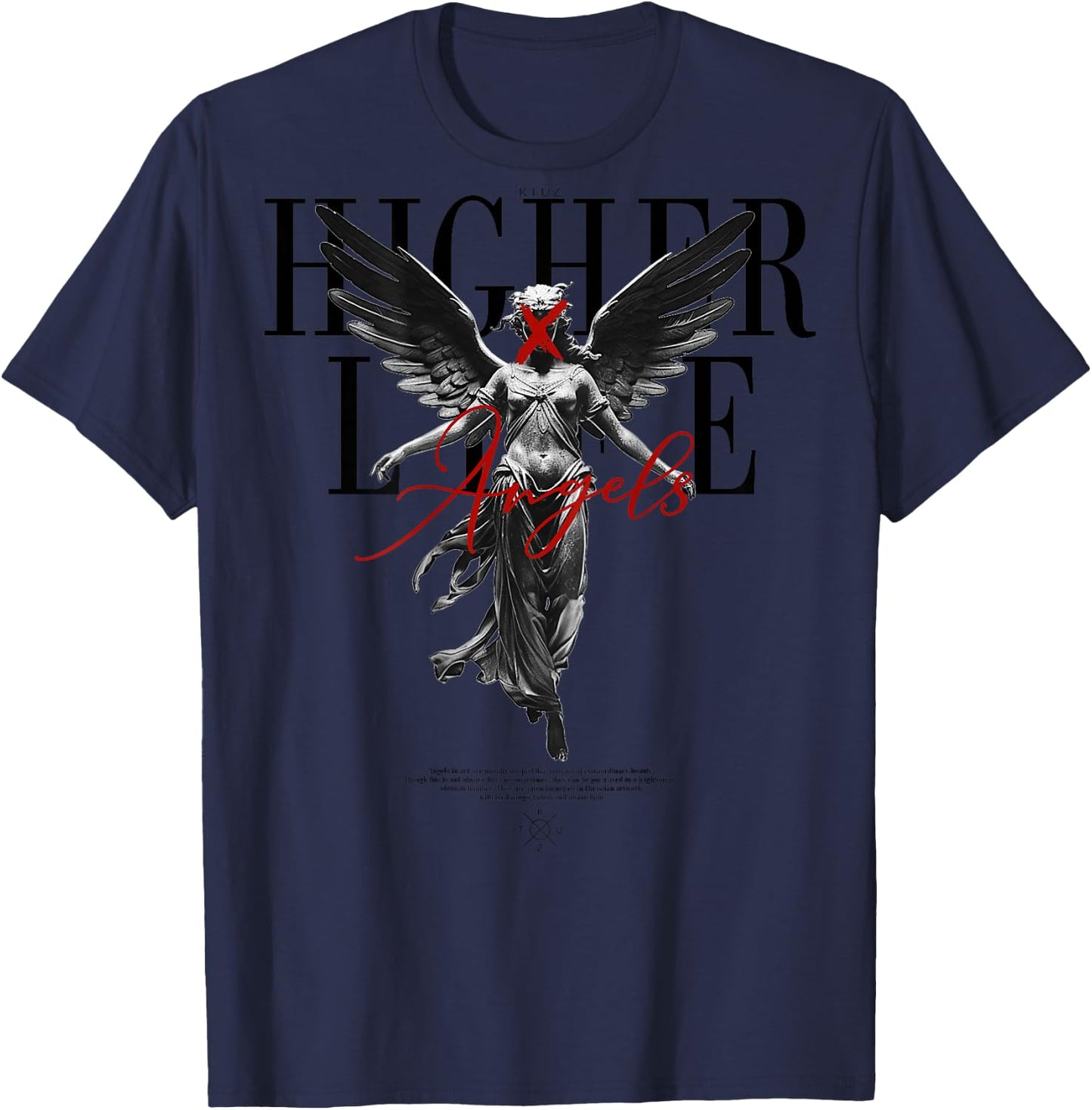Back Print Angel Y2k Streetwear Aesthetic Damen Herren Engel T-Shirt - T-Shirt | Navy