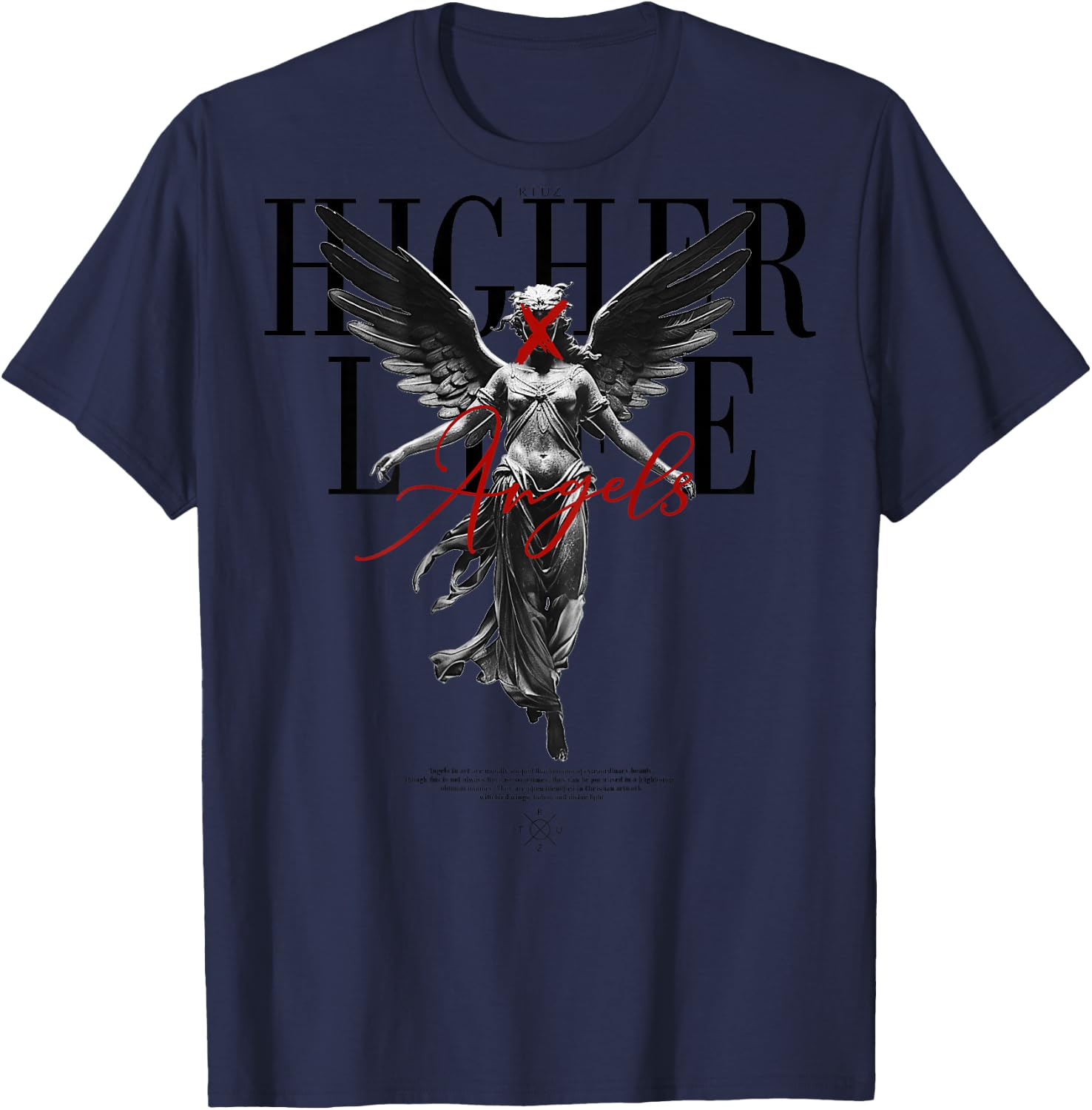 Back Print Angel Y2k Streetwear Aesthetic Damen Herren Engel T-Shirt - T-Shirt | Navy
