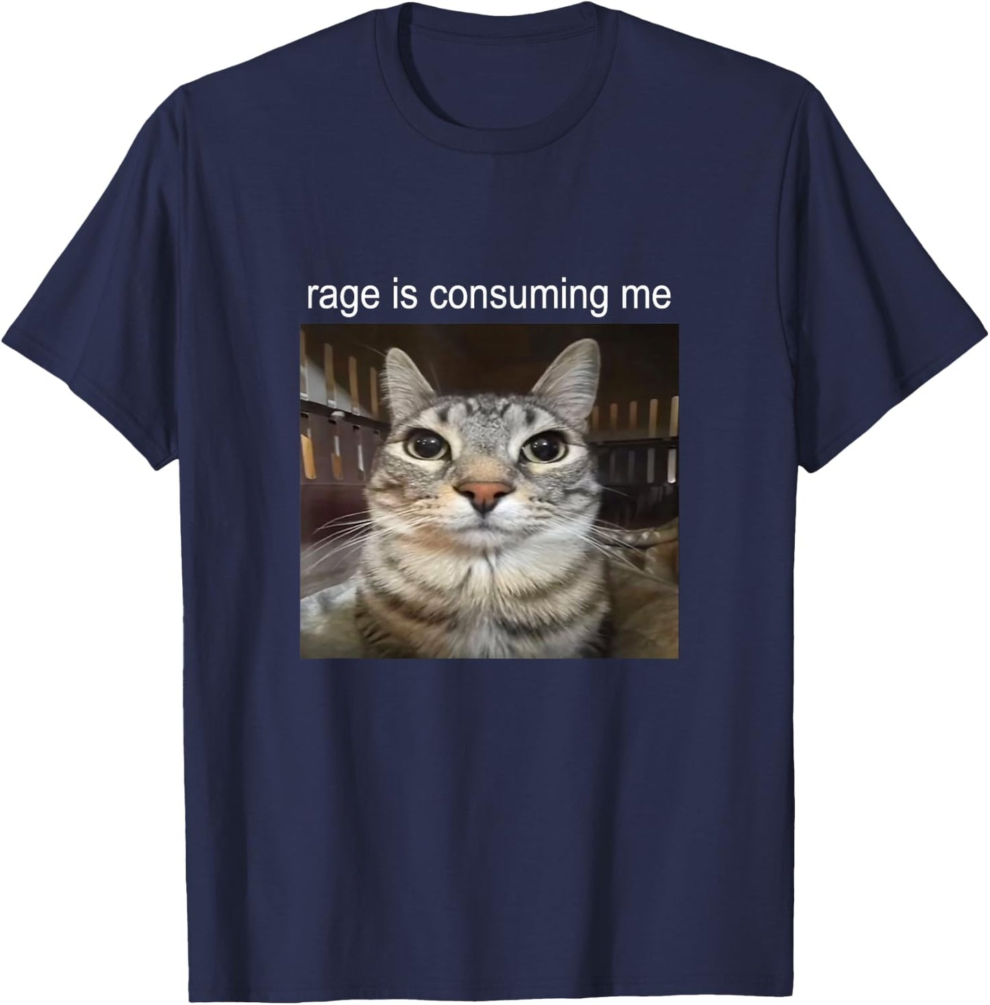 Wut verzehrt mich Dummes Starrendes Katzen-Meme , black T-Shirt - T-Shirt | Navy