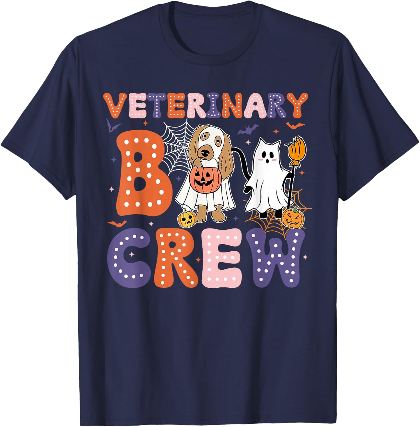 Veterinary Boo Crew Veterinarian Vet Tech Spooky Halloween T-Shirt - T-Shirt | Navy