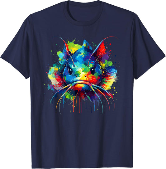 Colourful Splash Art Catfish Catfish , black T-Shirt - T-Shirt | Navy
