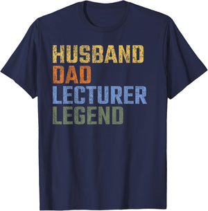Husband Dad Lecturer Legend Fathers Day Vintage Retro T-Shirt - T-Shirt | Navy
