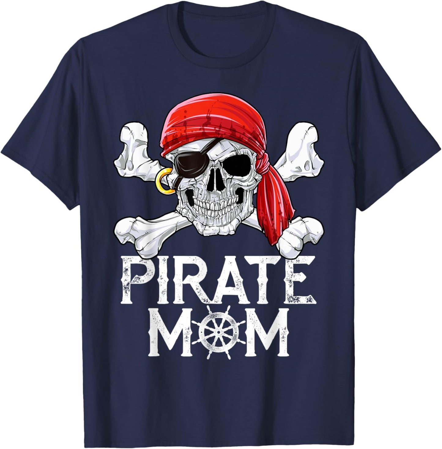 Pirate Mom T shirt Jolly Roger Flag Skull & Crossbones T-Shirt - T-Shirt | Navy
