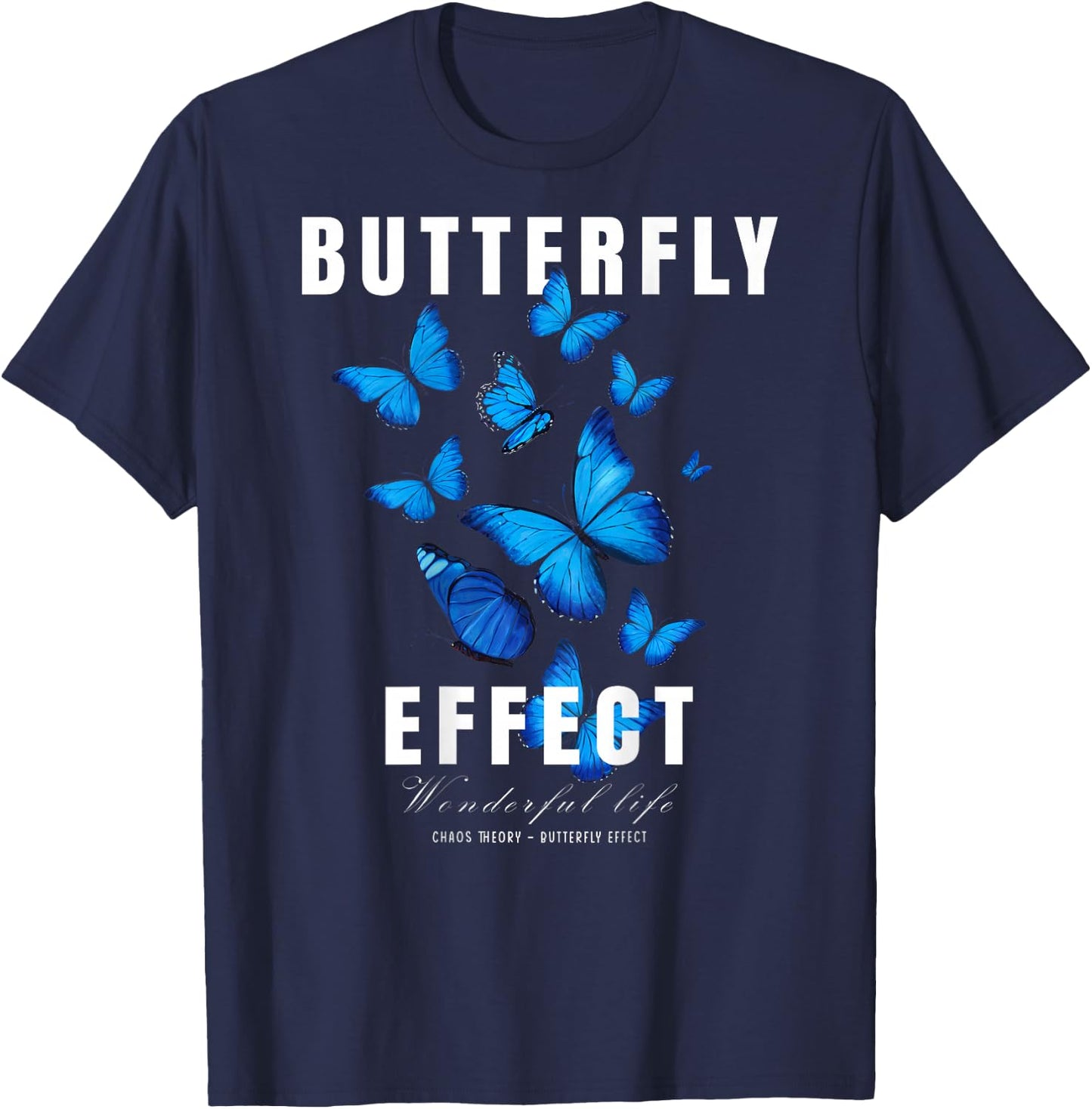 Butterfly Effect BACKPRINT Techno Festival Tekk T-Shirt - T-Shirt | Navy