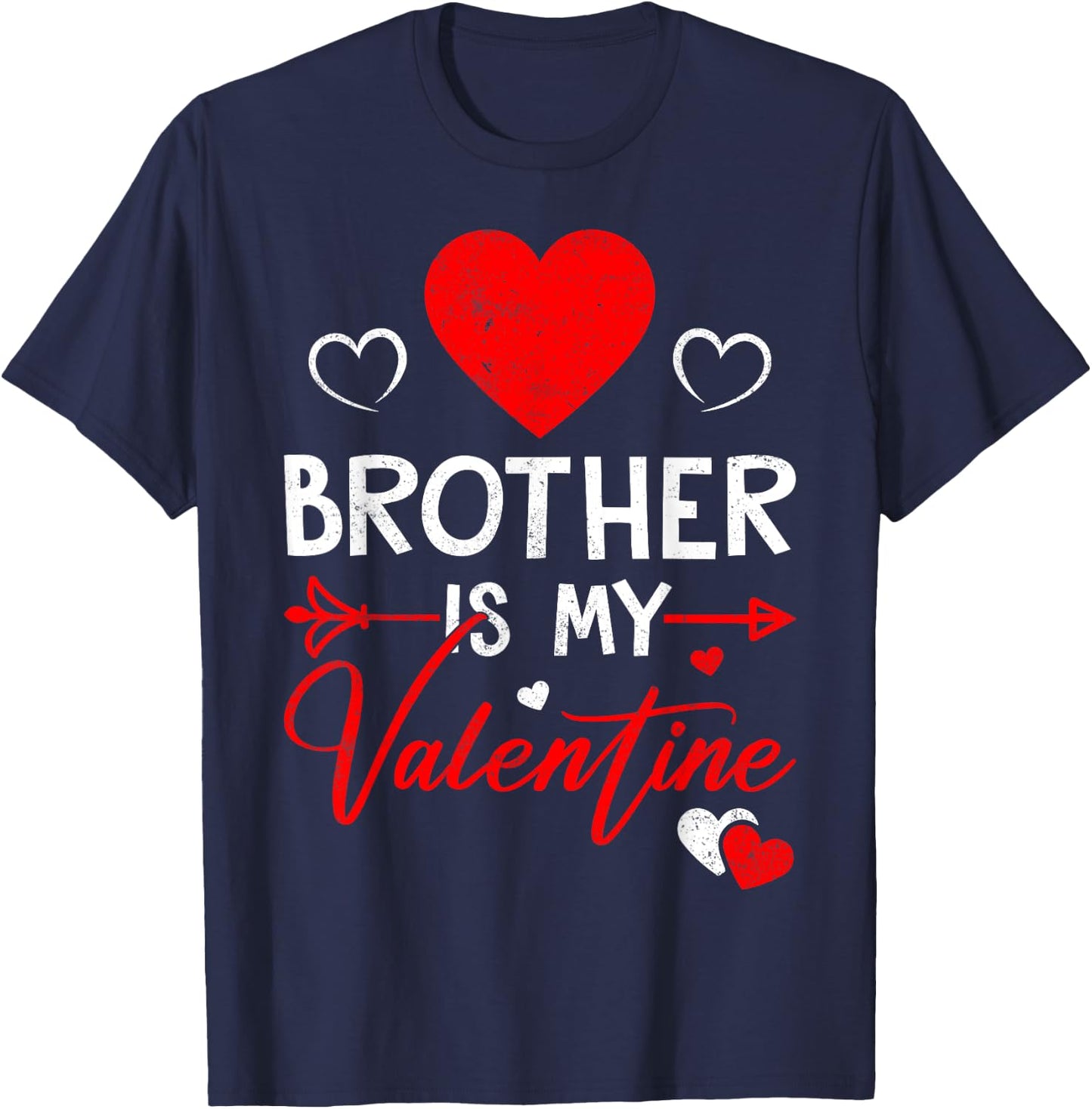 Family Matching Love Heart Brother Is My Valentine T-Shirt - T-Shirt | Navy