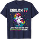77 Geburtstag Geschenke Frau Mann Party Outfit Einhorn T-Shirt - T-Shirt | Navy