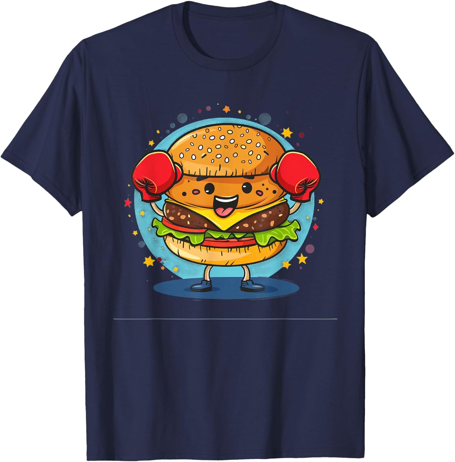 Smash Burger Costume with Funny Boxing Gloves T-Shirt - T-Shirt | Navy